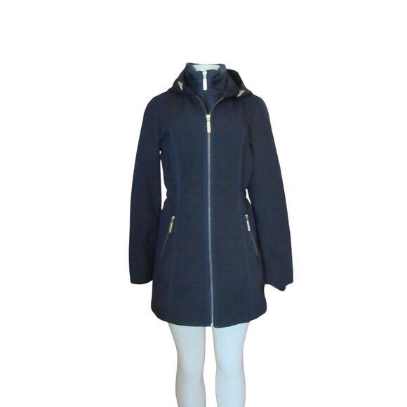 Betsey Johnson Black Soft Shell Hooded Coat Size Small - Picture 1 of 8